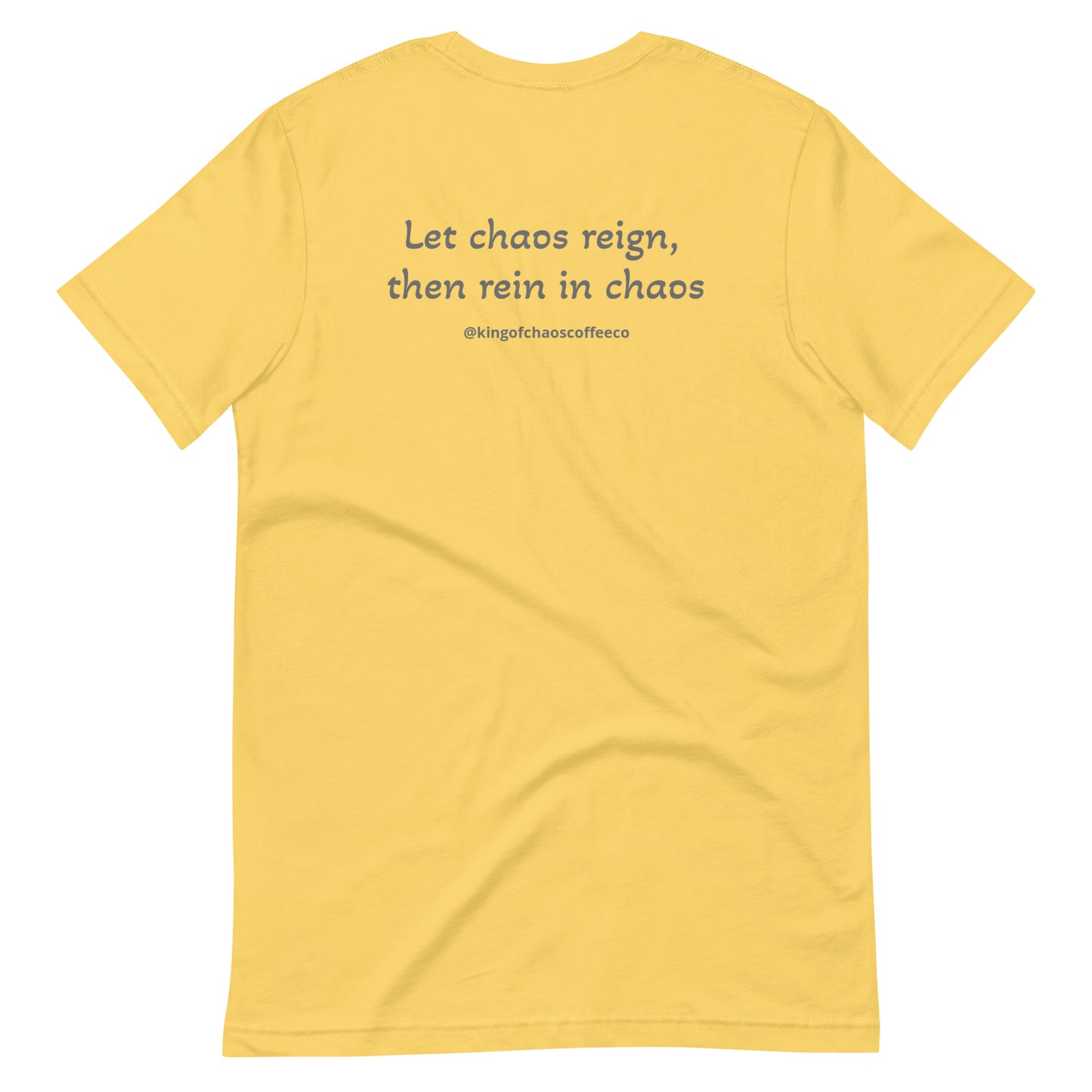 Logo artsy "let chaos reign, the rein in chaos" unisex t-shirt