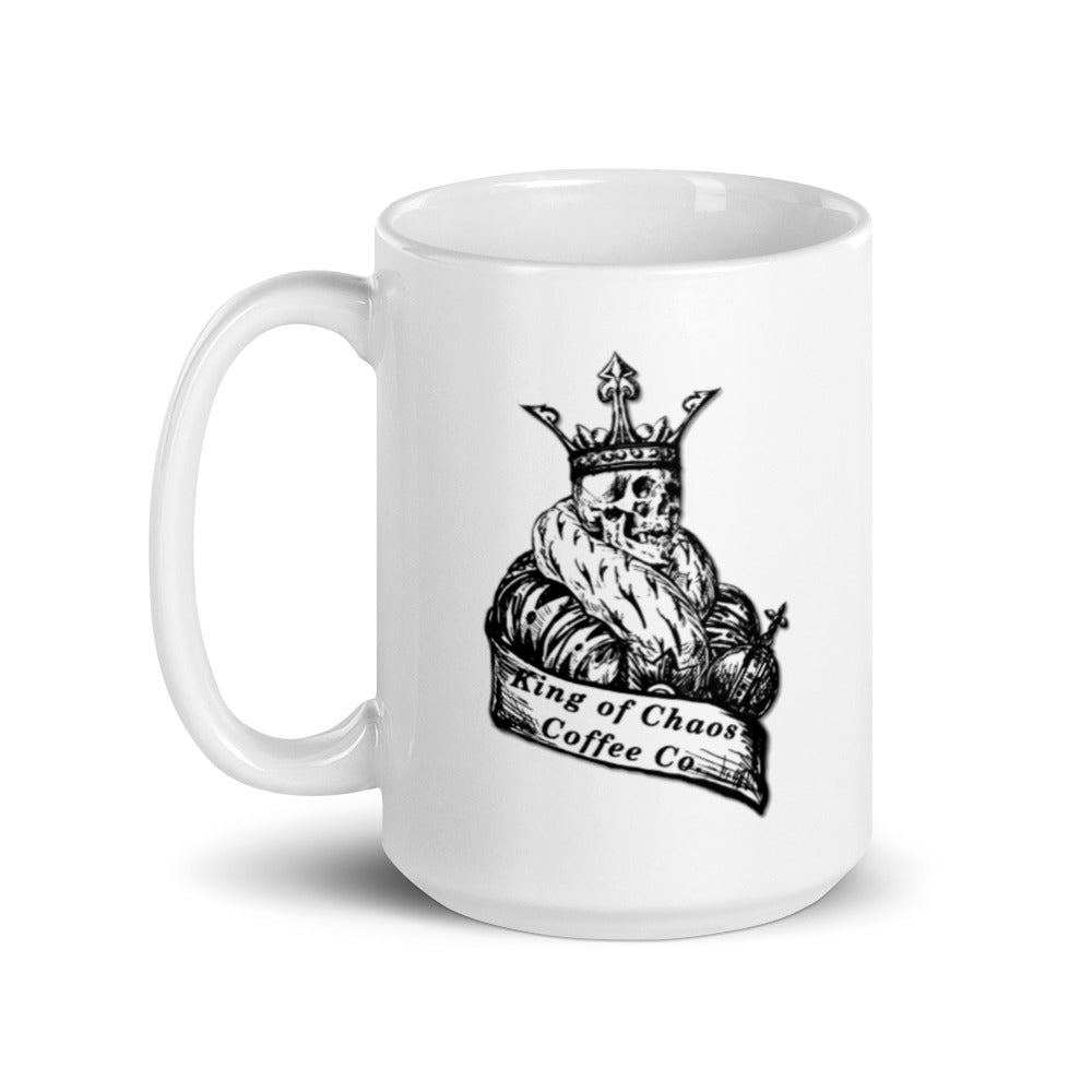 King of Chaos Coffee Co.  "Let Chaos reign" white Mug